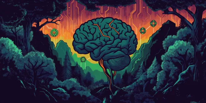 Illustration of brain highlighting dopamine and serotonin pathways in autism.
