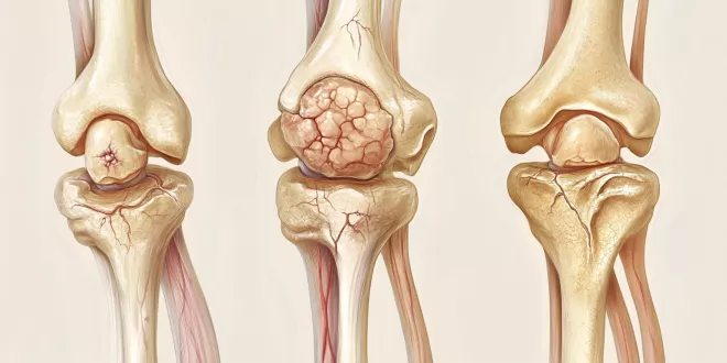 An illustration showing inflamed joints affected by arthritis
