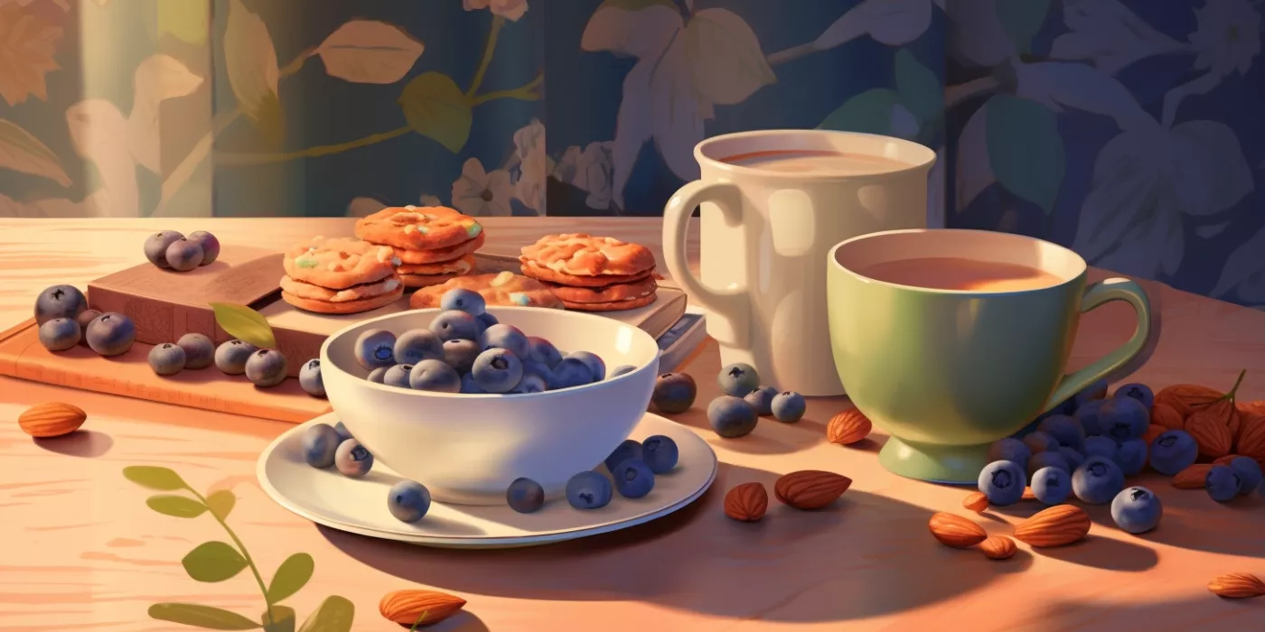blueberries, nuts, green tea,