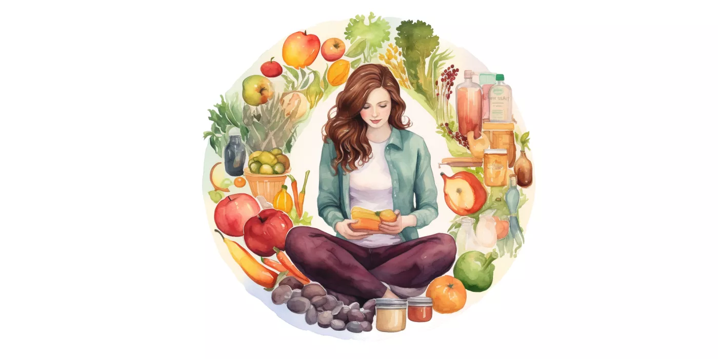 Watercolor illustration of a pregnant woman