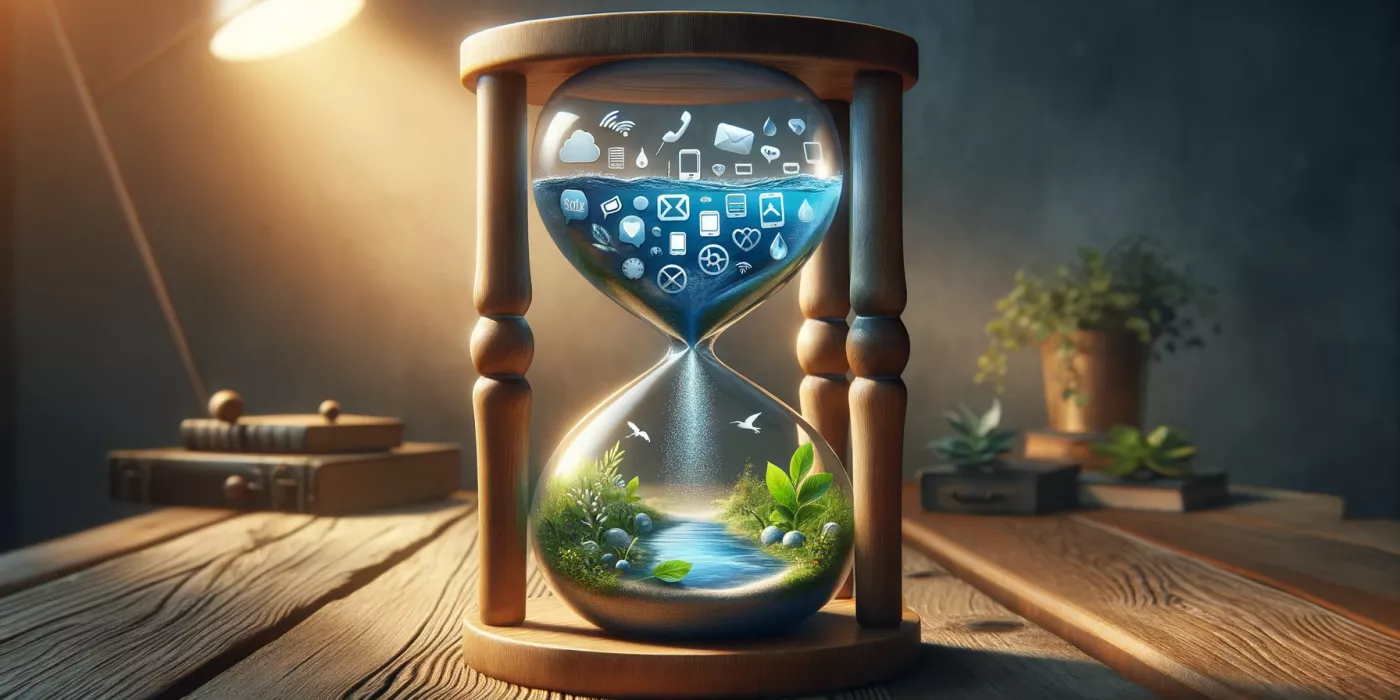 Mental benefits stepping away from screens, hourglass