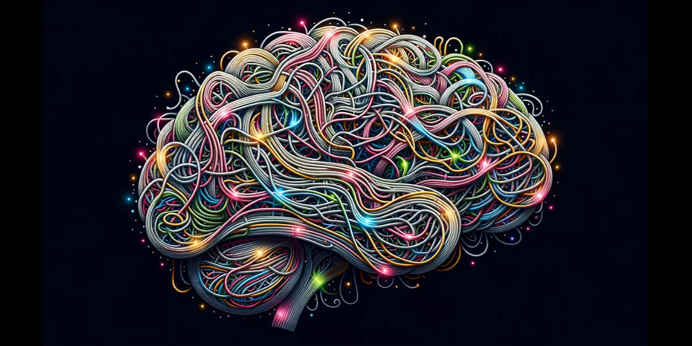 Rewiring Negative Thoughts, brain, intertwined wires