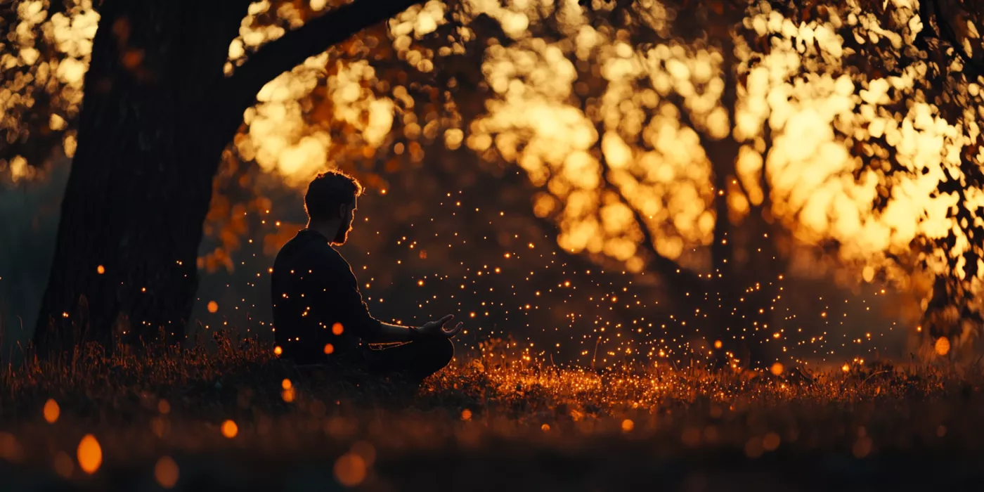 Person meditating in nature, symbolizing balanced dopamine levels through healthy lifestyle choices