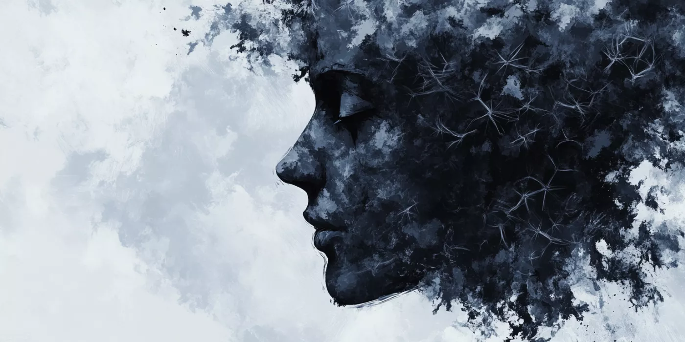Artistic representation of dopamine deficiency symptoms like low motivation and focus in autism.