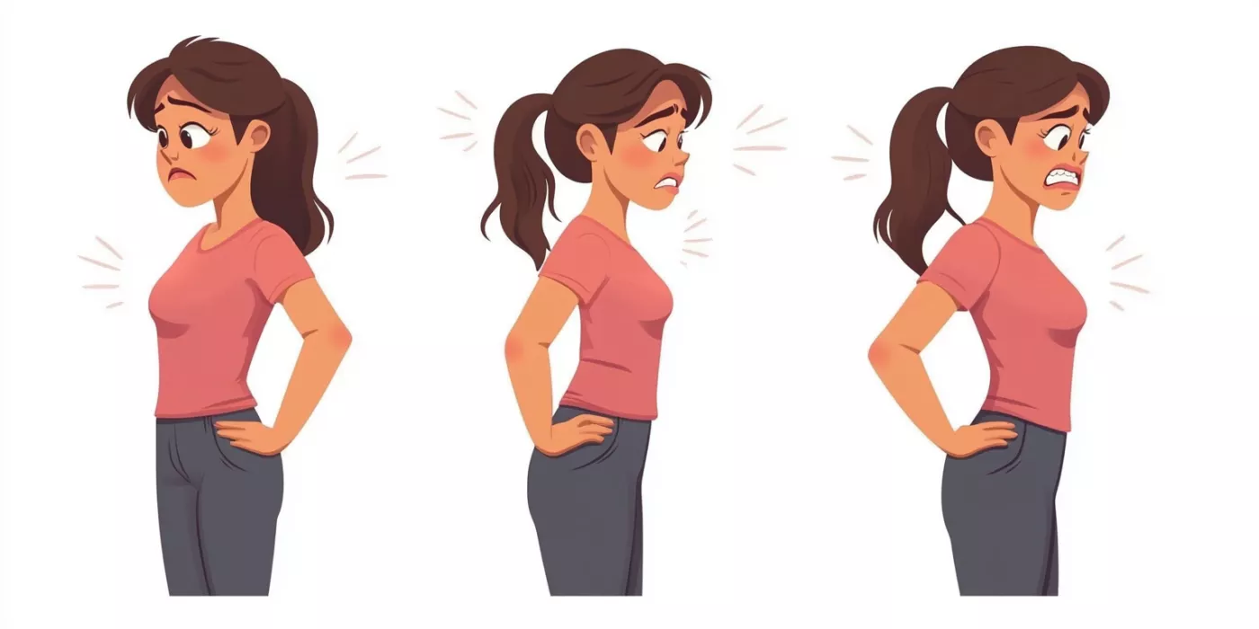 Person holding lower back in pain for management illustration