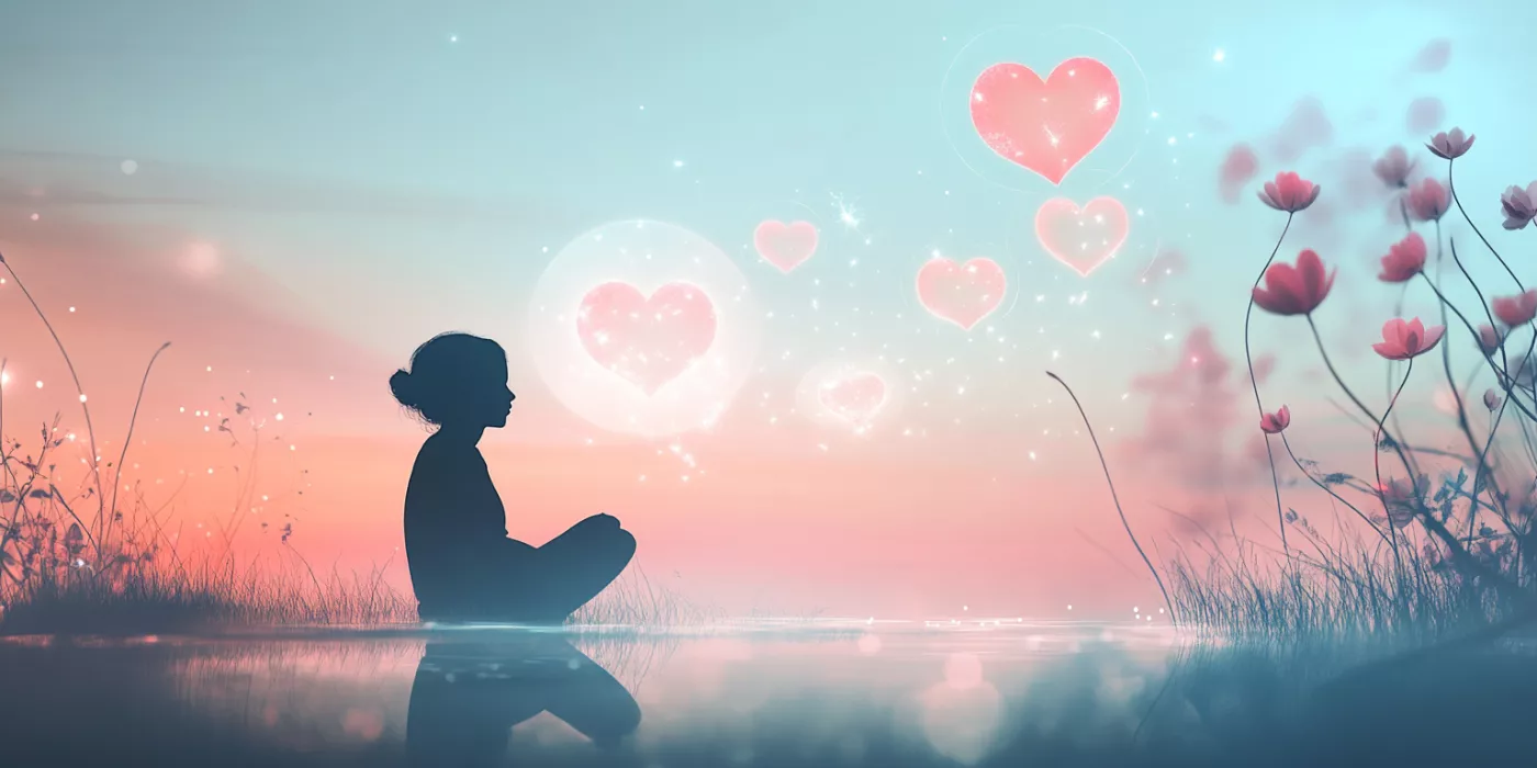 Illustration of a person meditating with glowing thoughts, symbolizing emotional intelligence and self-awareness.