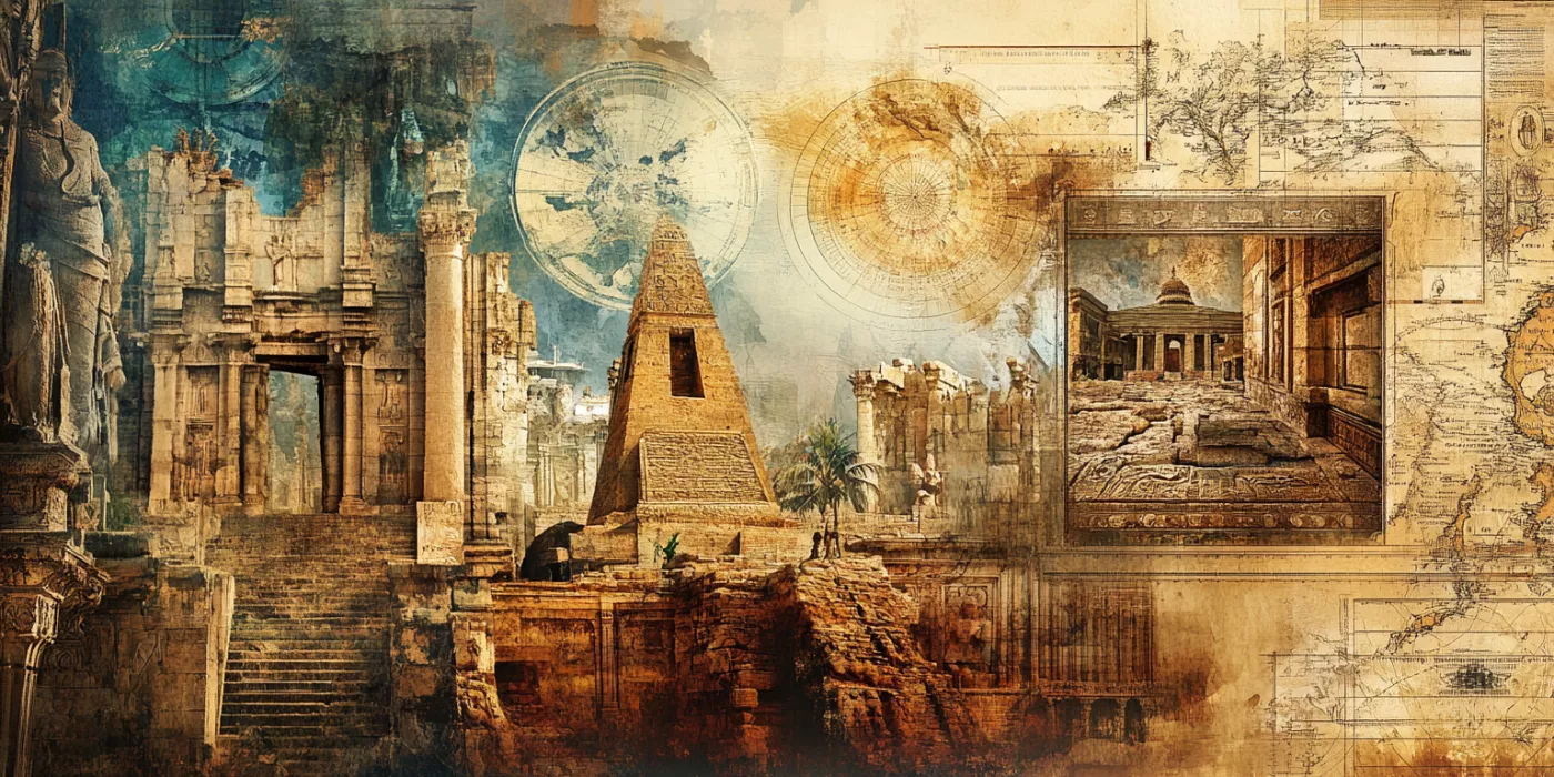 Ancient artifacts and historical landmarks, symbolizing the importance of history and cultural heritage.