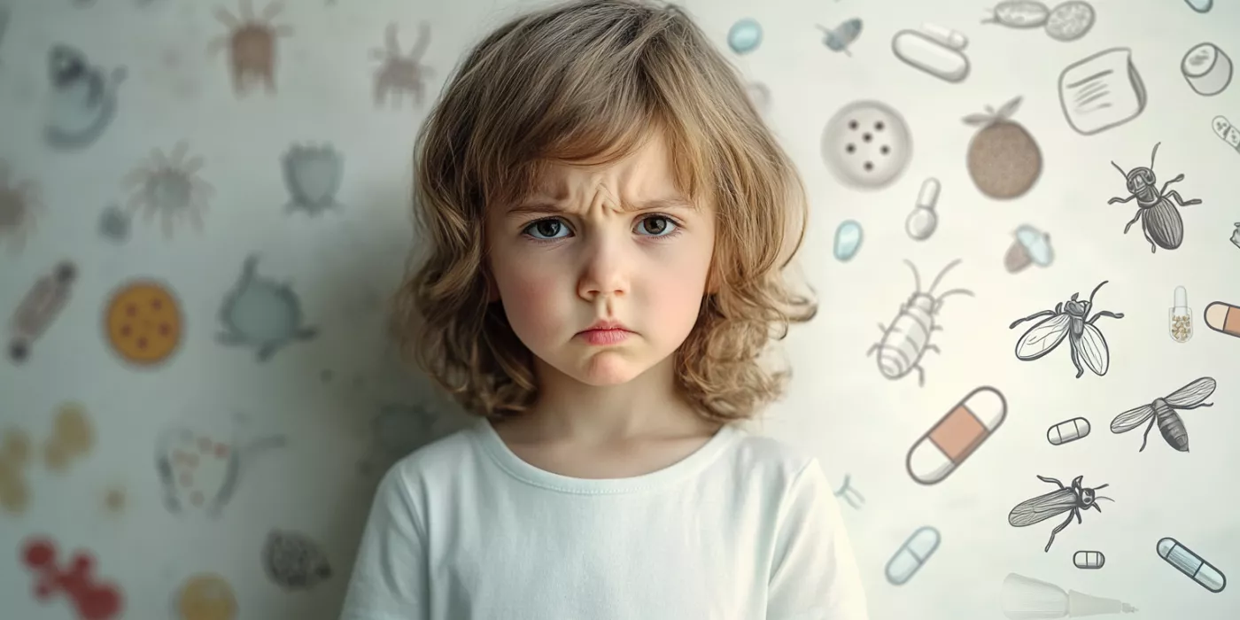 Realistic banner image showing a person in a kitchen checking food labels, highlighting everyday food allergy management