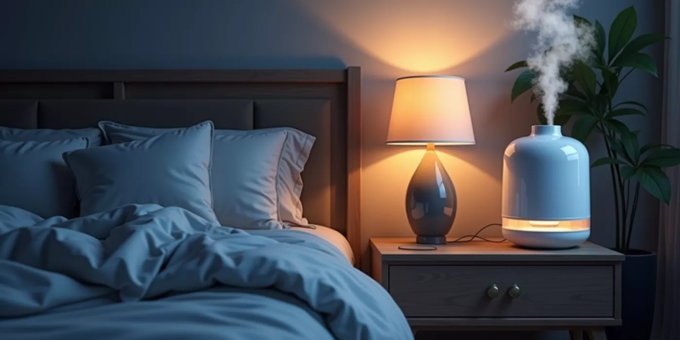 Humidifier running at night to prevent nosebleeds caused by dry air