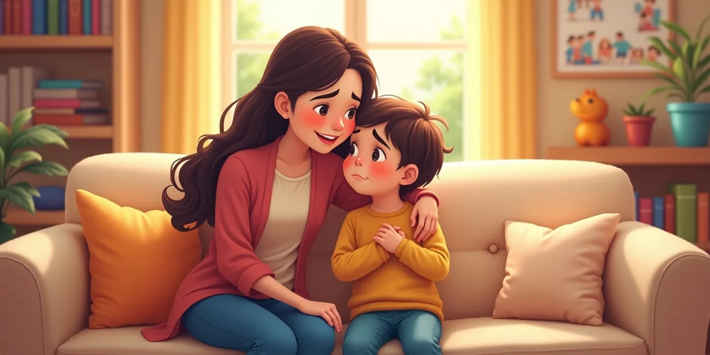 Parent supporting emotional development in a child aged 7–9