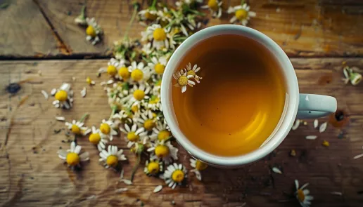 chamomile tea with dried chamomile flowers