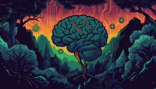 Illustration of brain highlighting dopamine and serotonin pathways in autism.