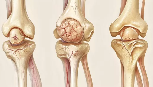 An illustration showing inflamed joints affected by arthritis