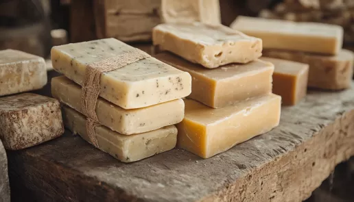 Illustration of soap history from ancient times to modern brands