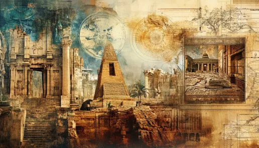 Ancient artifacts and historical landmarks, symbolizing the importance of history and cultural heritage.