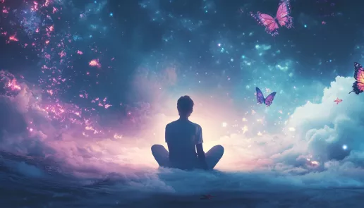 A calming scene of a person meditating with glowing light, symbolizing overcoming anxiety through mindfulness.