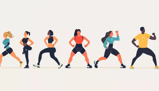 People doing strength training exercises like squats and lunges