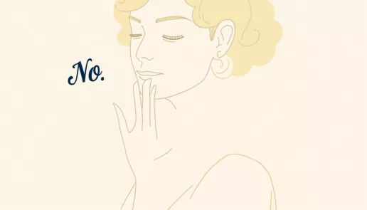 Person confidently saying no with calm body language, symbolizing boundaries.